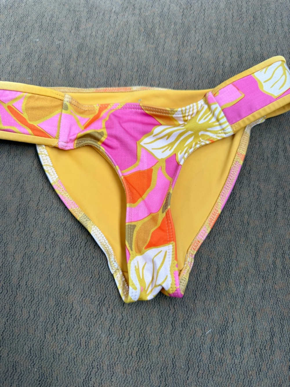 Vibrant Floral Bikini Bottom in Yellow & Pink